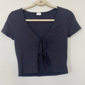Aritzia Cropped Tie-Front T-Shirt